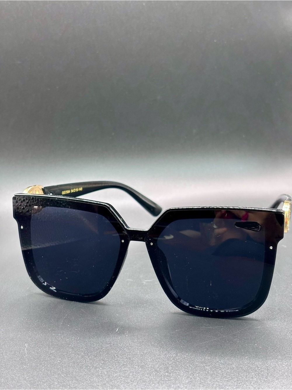 Oversized Black Women's Sunglasses with Gold Accent